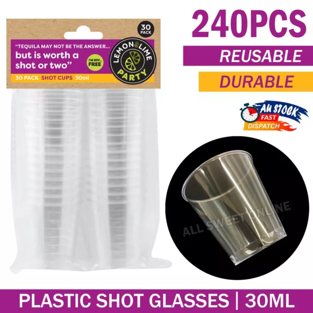 240Pcs 30Ml Reusable Clear Shot Glasses Plastic Mini Cup Jelly Shot Party Au