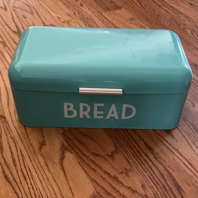 Retro Bread Box for Kitchen Countertop, Metal, (Turquoise) by Home Basics