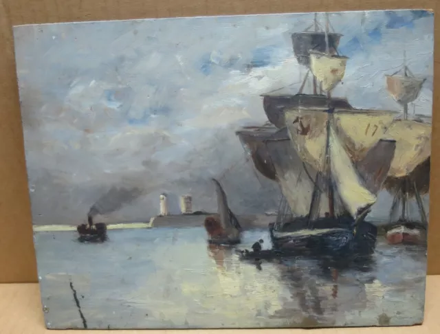 MARINE VOILIER huile sur panneau non signée XIXème siècle NORMANDIE ?