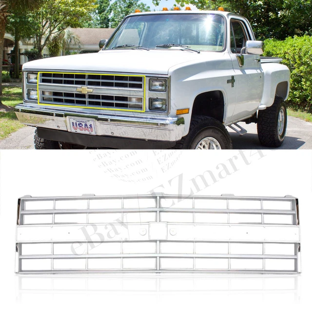 New for 85-86 Chevy C/K 87-88 R/V Pickup Silver Grille w/Molding Holes Assembly