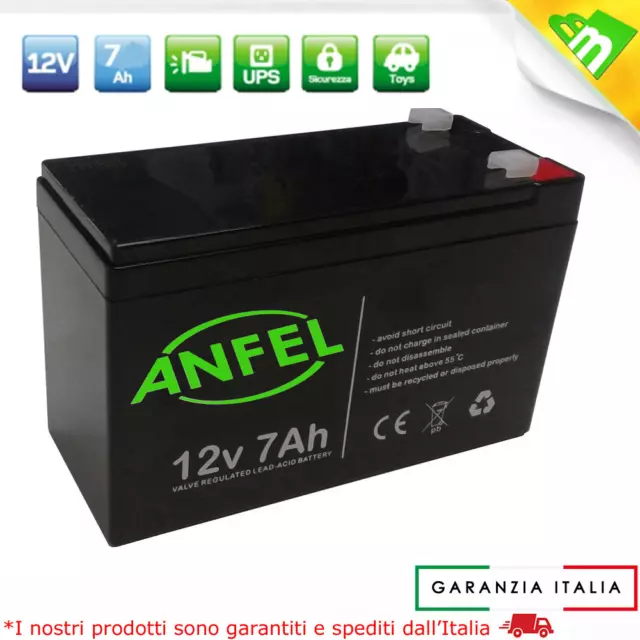 Batteria Ermetica Ricaricabile Al Piombo 12V 12 Volt 7Ah 7.2 Ah 7Ampere Per Ups