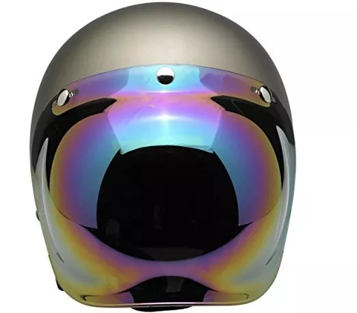 Visiera  Bubble A Bolla Casco 3 Bottoni Specchio Arcobaleno