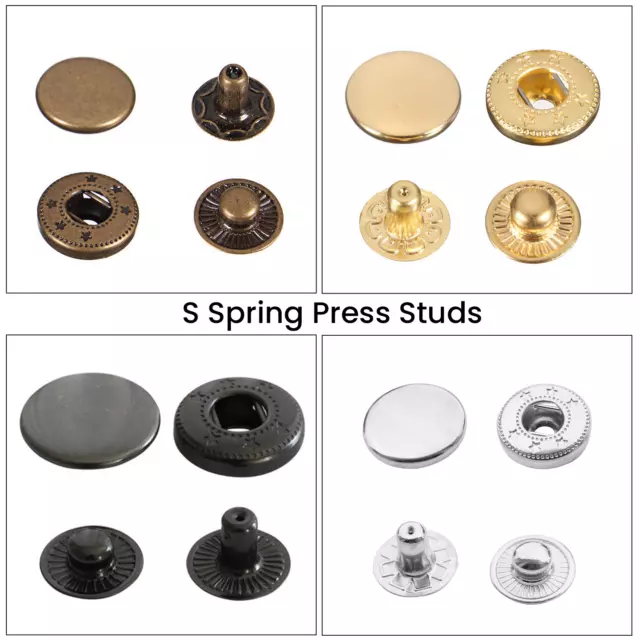 S Spring Press Studs Snap Fasteners for Leather Coats Handbags Clothing 15mm
