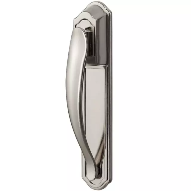 Storm & Screen Door Pull Handle Hardware Set Zinc Satin Nickel with Back Plate