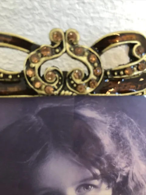 GORGEOUS Rhinestone Beautiful Brass  Picture Frame Jeweled Photo 4 X 6” 2