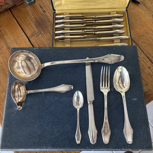 Ménagère 37 Pièces Alphenide Art Déco – Années 40, Métal Argenté