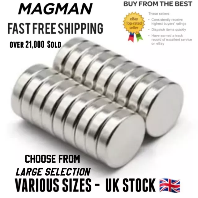 Very Strong N52 Neodymium Magnets Disc, Cylinder, Countersunk - All Sizes Magnet