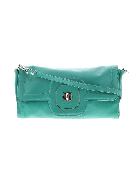 Longchamp Women Green Leather Shoulder Bag One Size