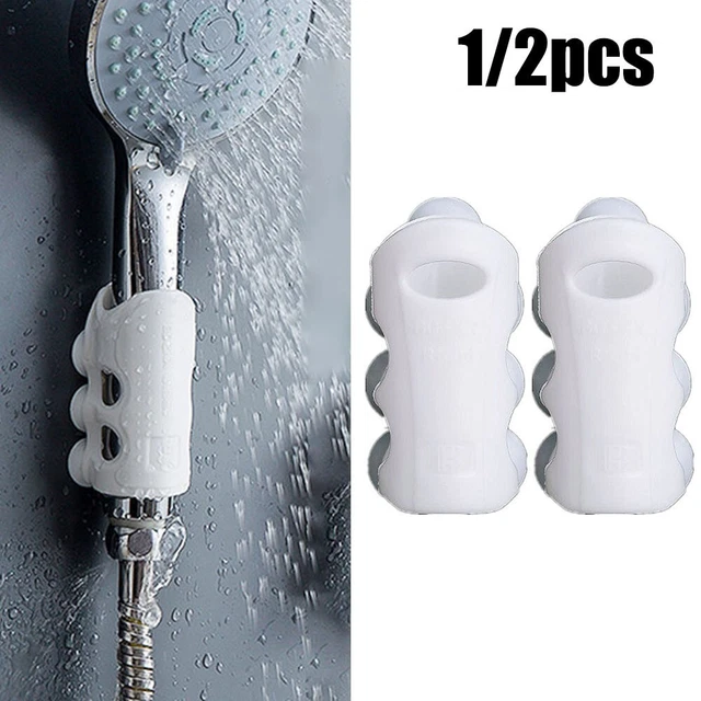 2XMovable Shower Head Holder with Suction Cup Adjustable Bathroom Hooks Silicone