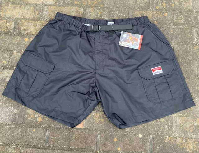 Vintage Marlboro Unlimited Black Mesh Lined Nylon Cargo Swim Trunks Adult 2X XXL