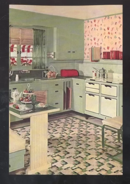 ARMSTRONG FLOORING KITCHEN 1950s STYLE ADVERTISING MID CENTURY POSTCARD COPY