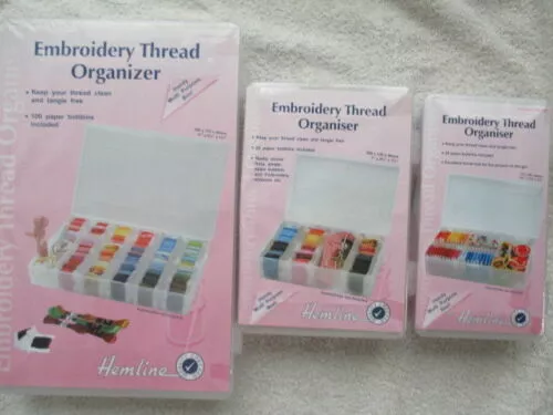 Hemline Embroidery Thread Organiser Floss Box with Bobbins- Small, Medium, Large