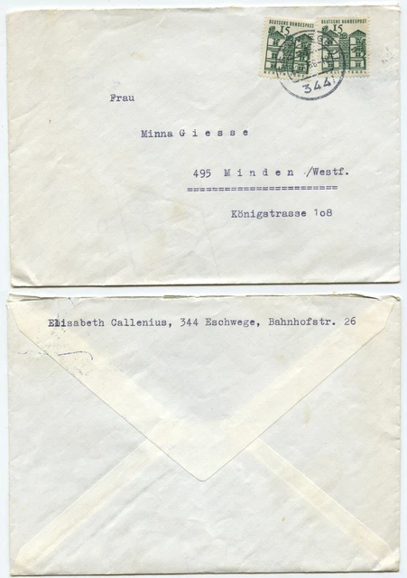 33989 - Mi.Nr. 455 - Beleg - Eschwege 22.4.1966 nach Minden