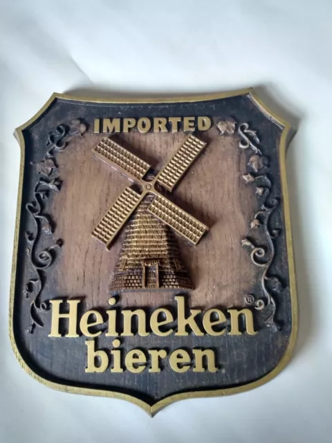 Imported Heineken Bieren Beer Display Shield Windmill Shape Sign 1981 Faux Wood