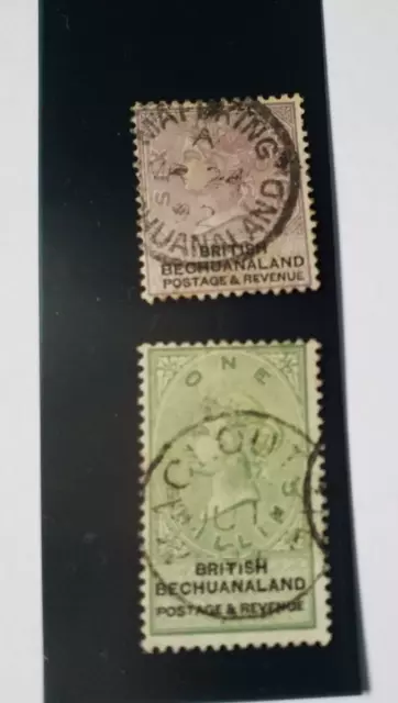 BRITISH BECHUANALAND 1888. 1shilling and six pence QV stamps. Fair/good con