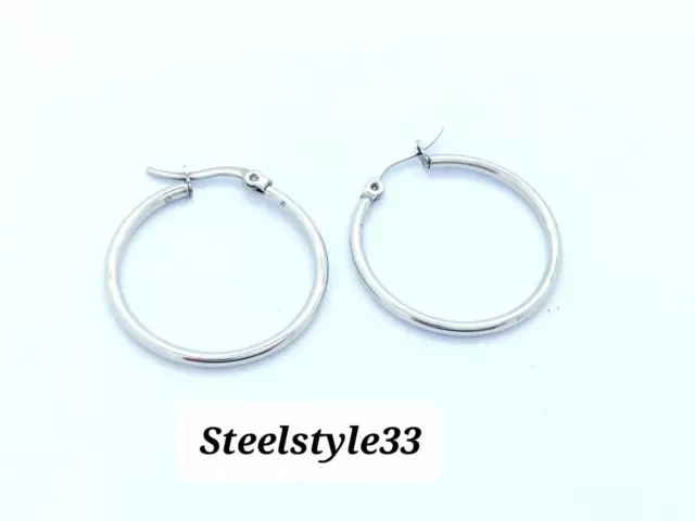 Women's  Earrings Stainless Steel Huggie Hoop Silver Color  1 Pair 2.5Cm