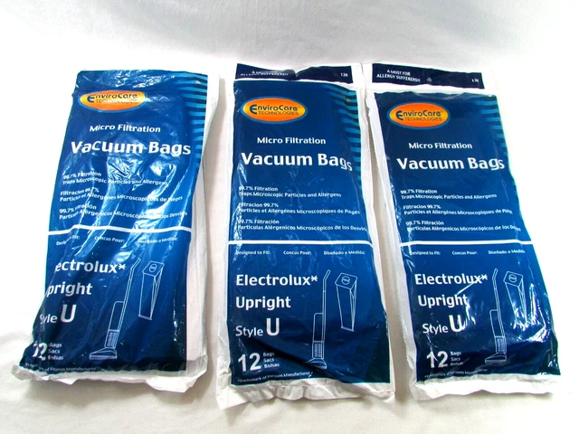 Electrolux Upright Style U Vacuum Bags 2-(12 Packs) Plus 10 Extra Bags =34 Bags