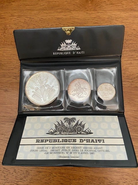 Haiti 1968 ~ Proof  5,10,25 Gourde ~6.1oz Mint Set ~ 3 999 Silver Proof Coins