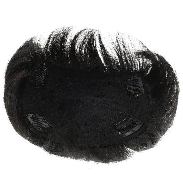 MEN'S WIG BLACK Frontal Short Toupee Clip European Human Hair £13.15