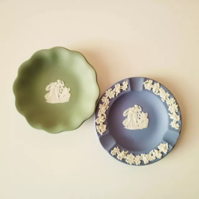 Wedgwood Jasperware 2p / Green Pin Dish-Blue Ash Tray