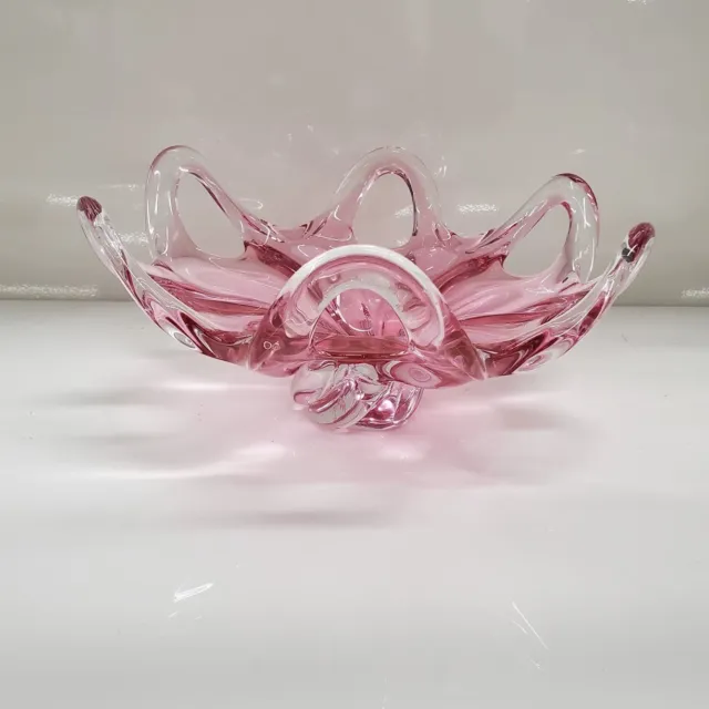 Pink Czech Republic Glass Blown Serving Dish