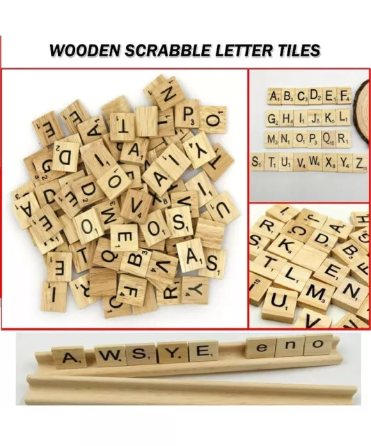 200 Wooden Scrabble Tiles Black Letters Numbers For Crafts Wood Alphabets 2