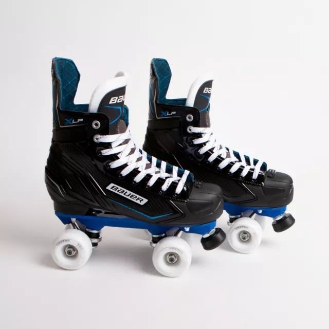 Bauer X-LP Quad Roller Skates - Blue Sure-Grip Rock Plate - Ventro Wheels