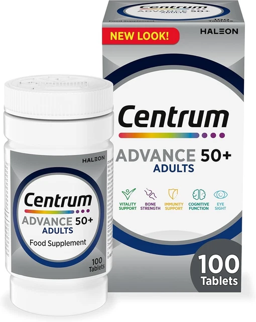 Centrum Components CENTRUM ADVANCE 50 Plus Multivitamins and Minerals 180 Tablets Long ...