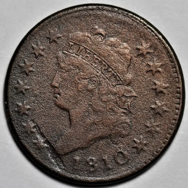 1810 Classic Head Large Cent - Corrosion - US 1c Copper Penny Coin - L39