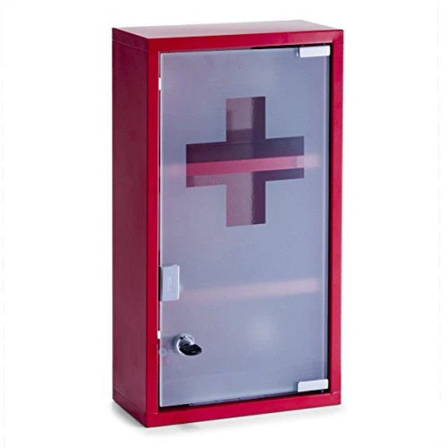 (TG. 25x12x45 cm) Zeller 18468 Armadietto per Medicinali, Metallo, Rosso, 25x12x