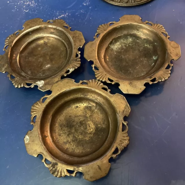 lot of three vintage Just Anderson brass bowls markd 487 Denmark 7474 3.75” rare