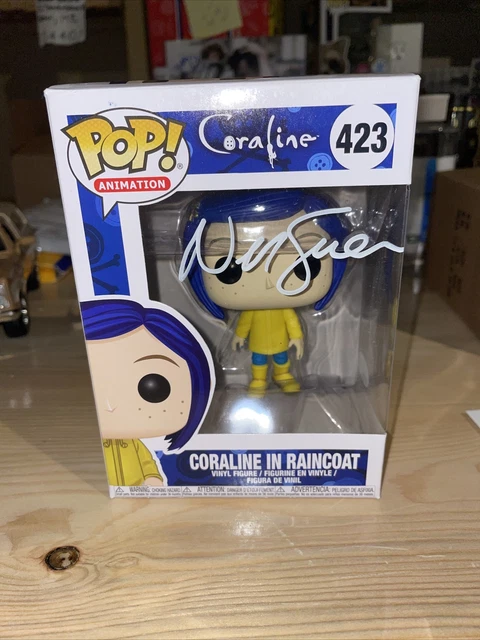 Funko Pop Coraline in Raincoat Vaulted 423 Signed by Neil Gaiman Autograph JSA Funko Pop Coraline in Raincoat Vaulted 423 Signed by Neil Gaiman Autograph JSA