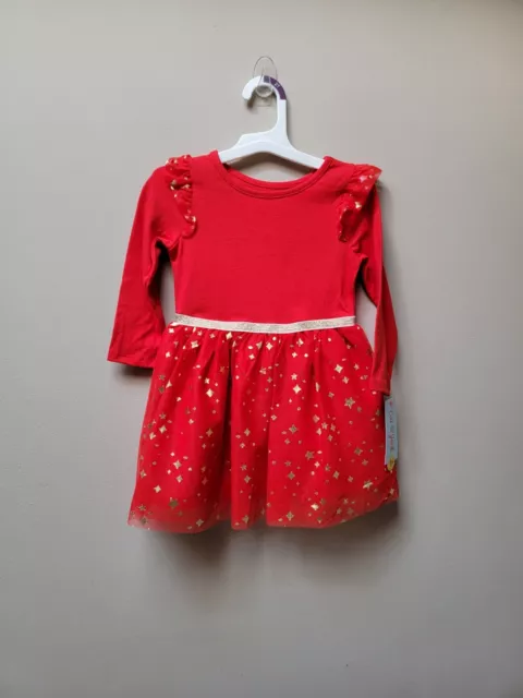 Toddler Girls' Glitter Holiday Long Sleeve Tutu Dress - Cat & Jack™ Red Size:2T