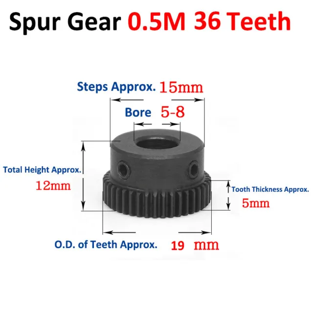 Drive Gear 0.5 Mode 36 Teeth- with Step Flange 45 Steel Gear for Rack and Pinion