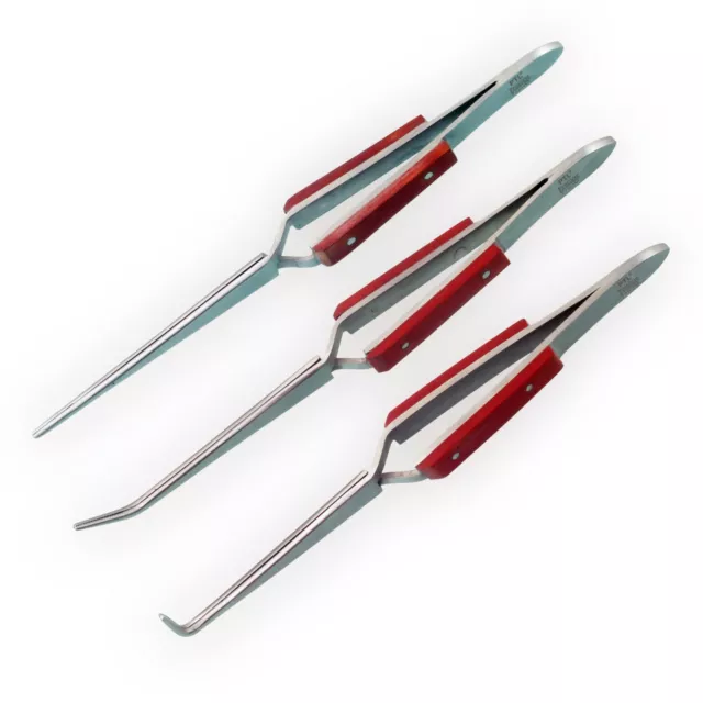 3x Angled Soldering Tweezers Fiber pads,serrated Jewellery& craft tools Prestige