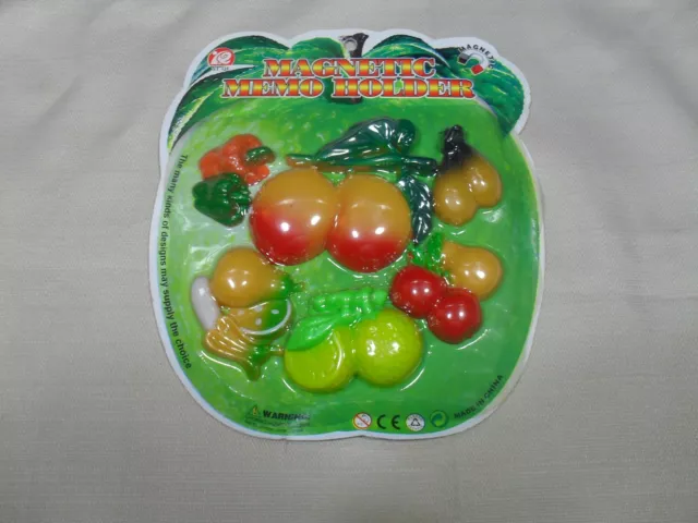 Set of 6 Magnetic Memo Holders/ Refrigerator Magnets Fruit & Vegetable Shape (#3