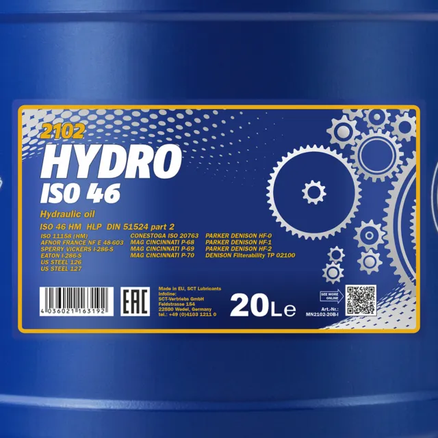 Bote de aceite hidráulico Mannol de 20 l ISO 46 HLP 46 + grifo de escape aceite industrial 3
