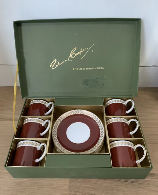 Susie Cooper Boxed Set Of 6 Coffee Cans & Saucers