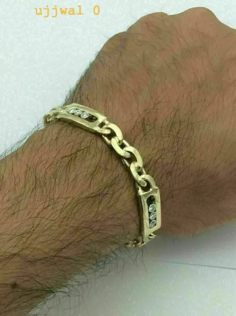 Bracelet à maillons en chaîne cubaine plaqué or jaune 14 carats avec...