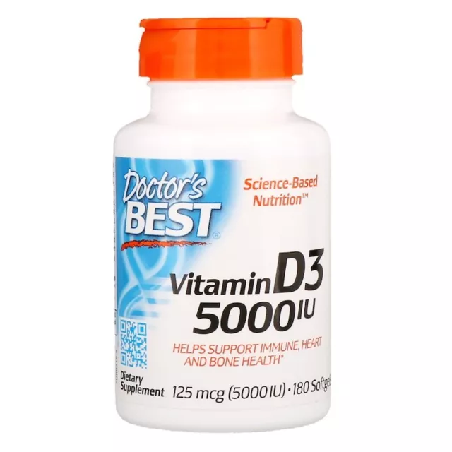 Best Vitamin D3 D-3 5000 IU 180 Softgels | Immune Bone Cardiovascular Health