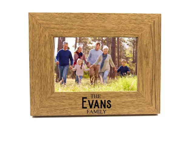 Personalised Elegant Style Family Photo Picture Frame Gift Oak Wood Finish FW466