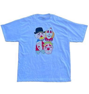 Vintage Rare XL Clown Faces IT Bozo krusty T Shirt