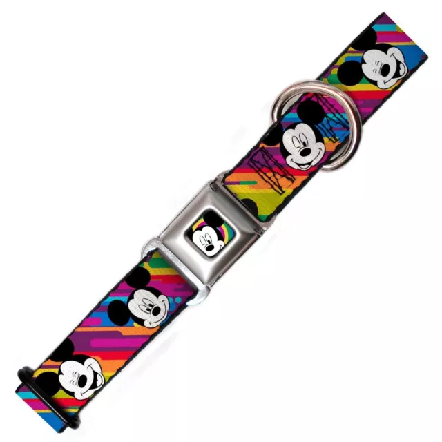 New Designer Dog Collar - Disney Rainbow Mickey Mouse - Large - Buckle-Down