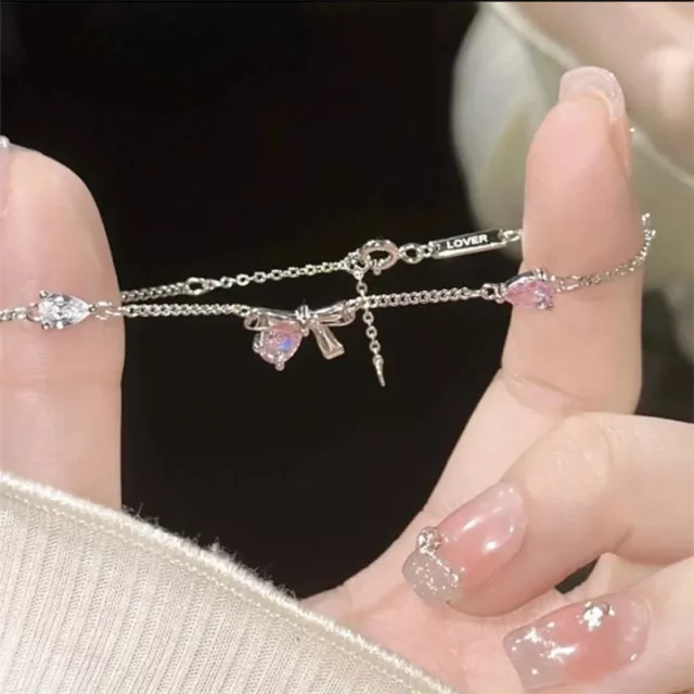Sweet Rhinestone Bow Bracelet Women's Fashion Bowknot Adjustable Bracelet