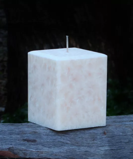 230hr HONEY, GINGER & GREEN TEA Triple Scented Square Herb CANDLE Bevelled Edges