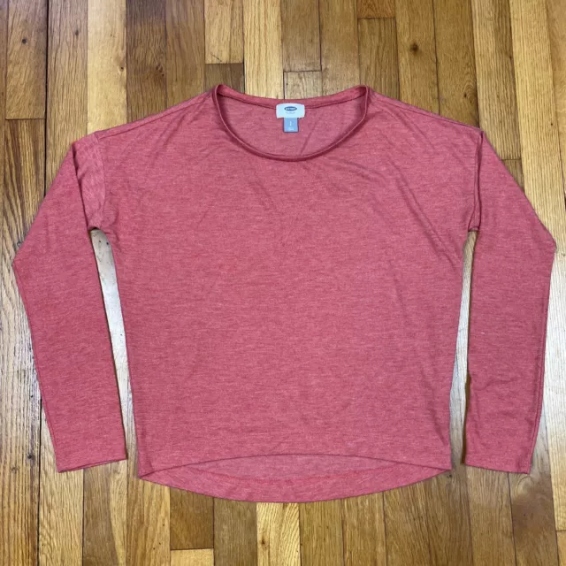 Old Navy Top Womens Small Long Sleeve Round Neck Polyester Orange