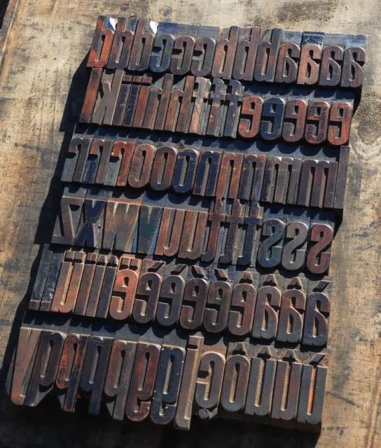 a-z Alphabet Holzbuchstaben 67 mm Lettern Holzlettern Vintage Industrie Design..