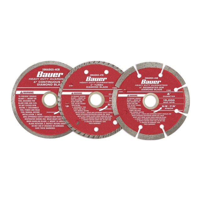 BAUER 4 in. Cuchillas de diamante surtidas, 3 piezas 57887