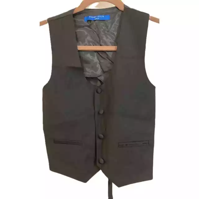 PERRY ELLIS BOY U-Neckline Covered Button Formal Vest Size 8 in Black ...