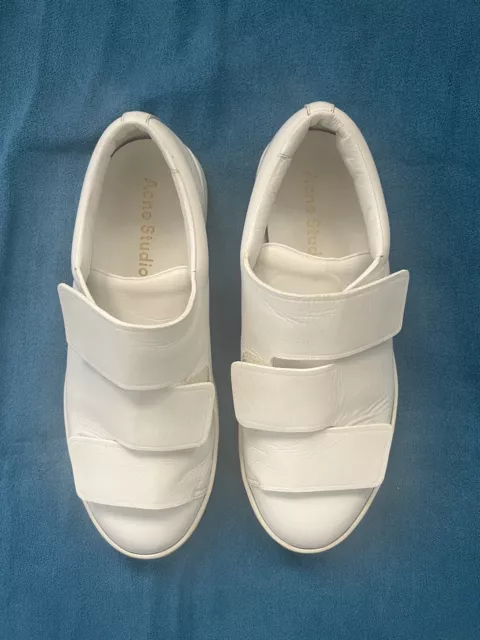 Acne Studios White Leather Triple Strap Sneakers Size 41